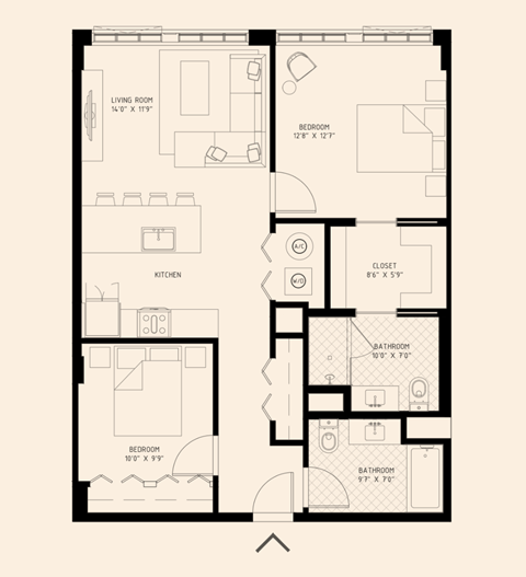 the floor plan of a 2 bedroom apartment